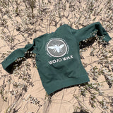 Green Crewneck, Flat lay, sand and flowers, solventless, Wojo Wax, Single source