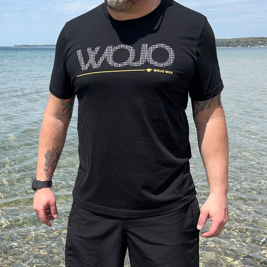 Wojo Wax Repeat Tee, Black t-shirt, lake, water